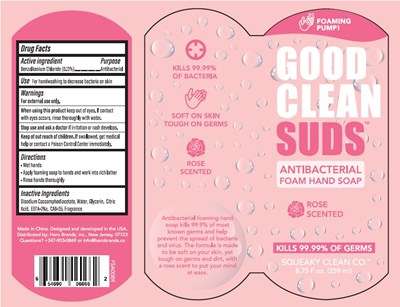 Label Image (Good Clean Suds Antibacterial Foam Hand Soap Rose Scented 259 mL Bzk 013)